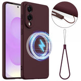 Samsung Galaxy S25 Edge -suojakuori Strap-silikoni MagSafe Viininpunainen