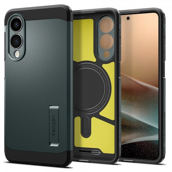 Spigen Samsung Galaxy S25 Edge -suojakuori Tough Armor MagFit Abyss Green