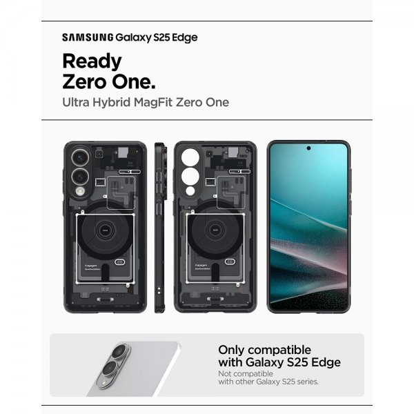 Spigen Samsung Galaxy S25 Edge -kuori Ultra Hybrid Zero One MagFit, musta