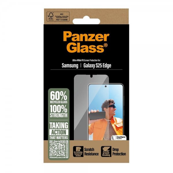 PanzerGlass Samsung Galaxy S25 Edge -näytönsuoja, erittäin leveä istuvuus, EasyAligner
