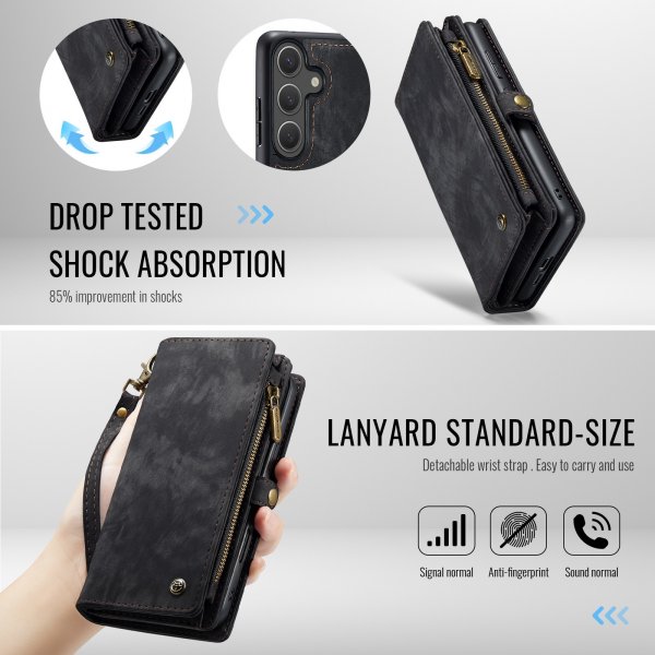 CaseMe Samsung Galaxy S25 FE Kotelo 008 Series Irrotettava Kuori Musta