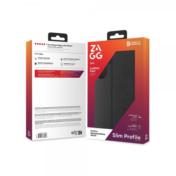 ZAGG Samsung Galaxy S25 FE Foliosuojakotelo Musta