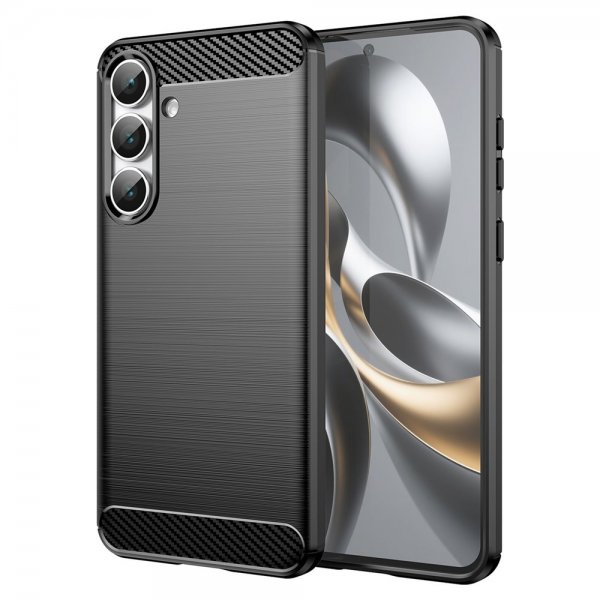 Samsung Galaxy S25 FE Kuori Harjattu hiilikuitukuvio musta
