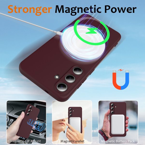 Samsung Galaxy S25 FE -kuori Strap-silikoni MagSafe Viininpunainen