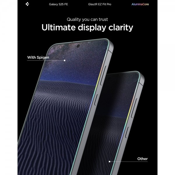 Spigen Samsung Galaxy S25 FE -näytönsuoja GLAS.tR EZ Fit Pro 2-pakkaus