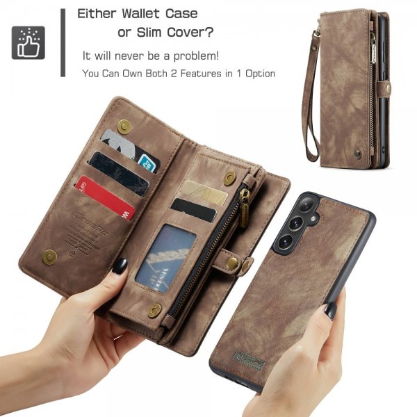 CaseMe Samsung Galaxy S25 -suojakotelo, 008 Series, irrotettava kuori, ruskea