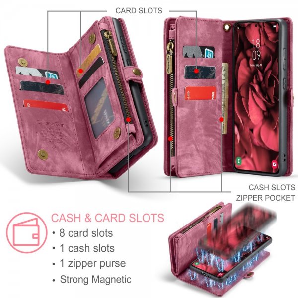 CaseMe Samsung Galaxy S25 -suojakotelo 008 Series, irrotettava kuori, punainen