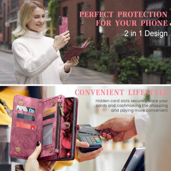 CaseMe Samsung Galaxy S25 -suojakotelo 008 Series, irrotettava kuori, punainen