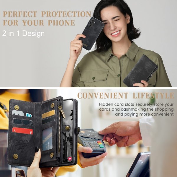 CaseMe Samsung Galaxy S25 -suojakotelo, 008 Series, irrotettava kuori, musta