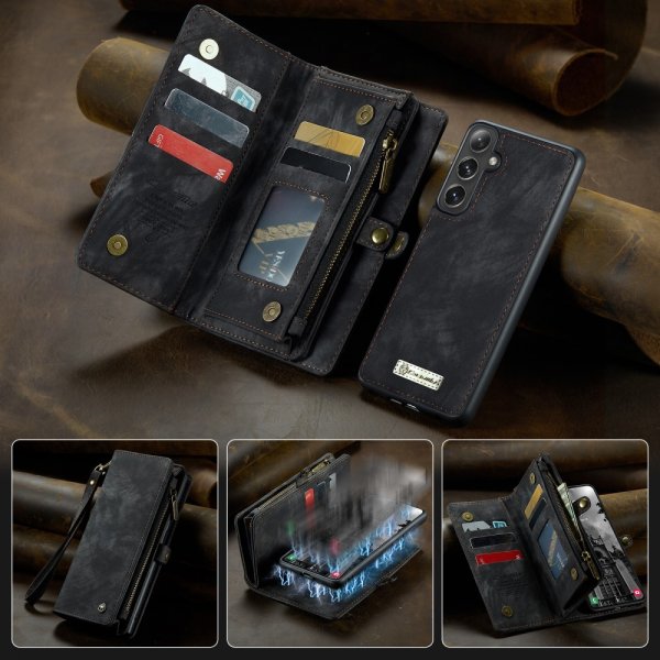 CaseMe Samsung Galaxy S25 -suojakotelo, 008 Series, irrotettava kuori, musta