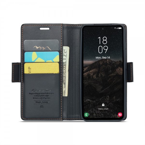 CaseMe Samsung Galaxy S24/S25 Kotelo 023 Series Musta