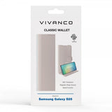 Vivanco Samsung Galaxy S25 -suojakotelo, Classic Wallet, greige