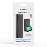 Vivanco Samsung Galaxy S25 Classic Wallet -suojakotelo, musta