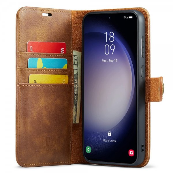 Dg.Ming Samsung Galaxy S25 -lompakkokotelo irrotettavalla kuorella, ruskea
