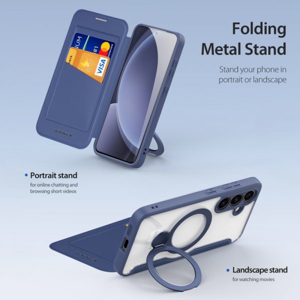 Dux Ducis Samsung Galaxy S25 Kotelo Skin X Pro Series Kickstand MagSafe Sininen