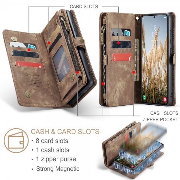CaseMe Samsung Galaxy S25 Plus Kotelo 008-sarjan Irrotettava kuori Ruskea
