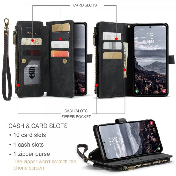 CaseMe Samsung Galaxy S24 Plus/S25 Plus -suojakotelo C30-sarja Musta