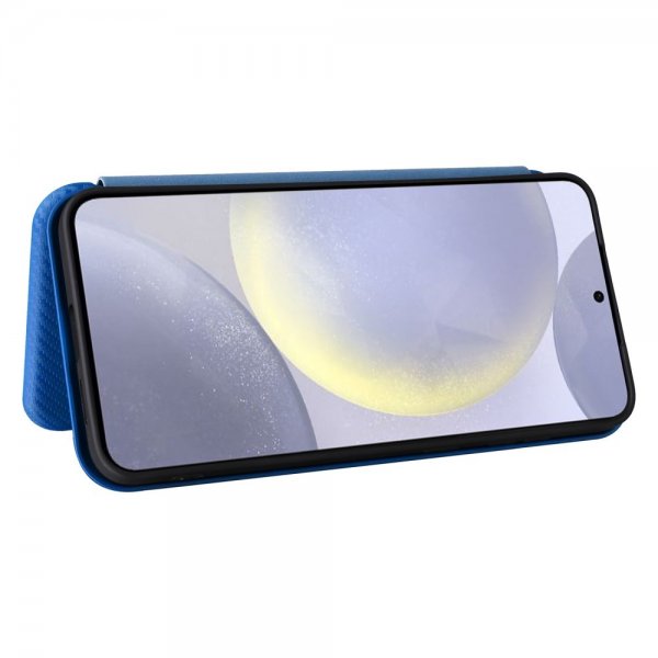 Samsung Galaxy S25 Plus hiilikuitukuvioinen suojakuori, sininen
