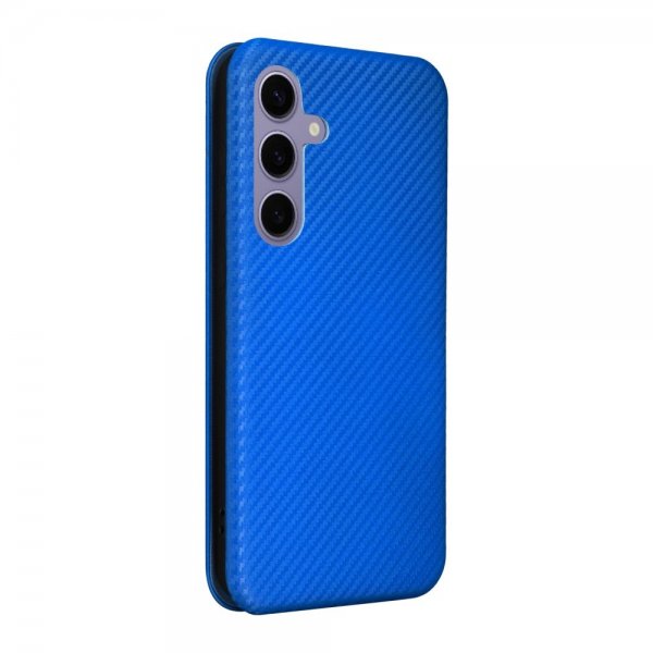 Samsung Galaxy S25 Plus hiilikuitukuvioinen suojakuori, sininen