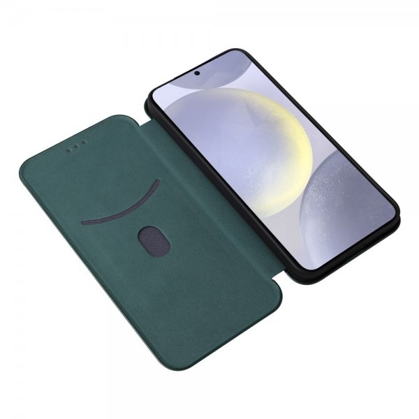 Samsung Galaxy S25 Plus -suojakuori, hiilikuitukuvioitu, vihreä