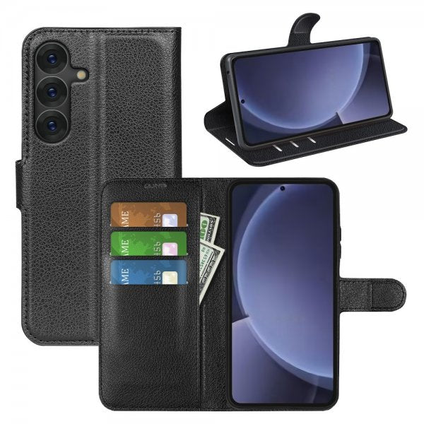 Samsung Galaxy S25 Plus Litsi-nahkakuori Musta