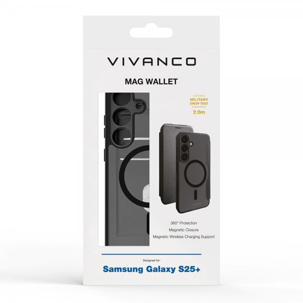 Vivanco Samsung Galaxy S25 Plus Fodral Mag Wallet Musta