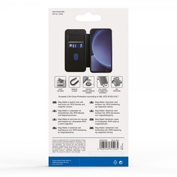 Vivanco Samsung Galaxy S25 Plus Fodral Mag Wallet Musta