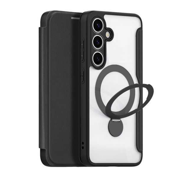 Dux Ducis Samsung Galaxy S25 Plus suojakuori Skin X Pro -sarjan jalustalla ja MagSafella, musta