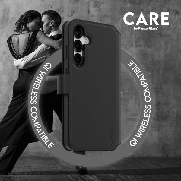 CARE by PanzerGlass Samsung Galaxy S25 Plus -kotelo Tango Two-in-One Wallet MagSafe musta