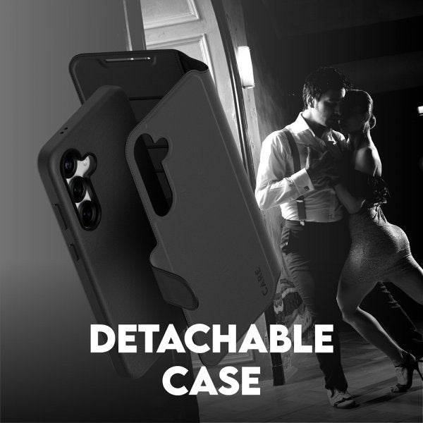 CARE by PanzerGlass Samsung Galaxy S25 Plus -kotelo Tango Two-in-One Wallet MagSafe musta
