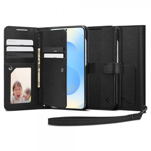 Spigen Samsung Galaxy S25 Plus -suojakotelo Wallet S, musta