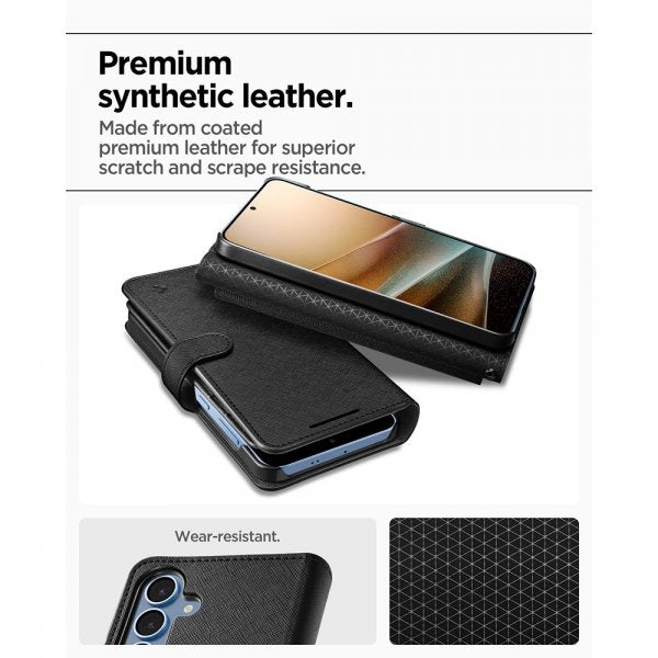 Spigen Samsung Galaxy S25 Plus -suojakotelo Wallet S, musta
