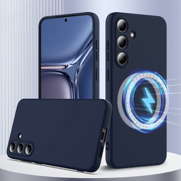 Samsung Galaxy S25 Plus -kuori hihnalla, silikoni, MagSafe, tummansininen