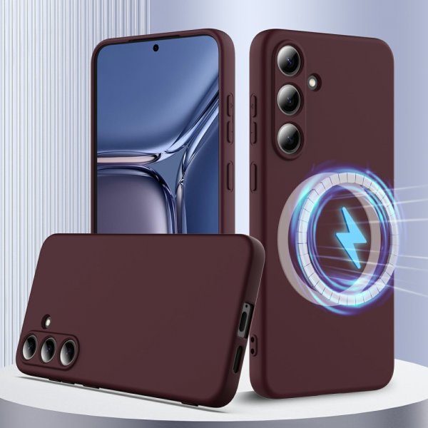 Samsung Galaxy S25 Plus Kuori hihnalla Silikoni MagSafe Viininpunainen