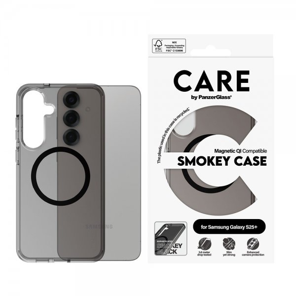 CARE by PanzerGlass Samsung Galaxy S25 Plus -suojakuori, Smokey MagSafe, musta
