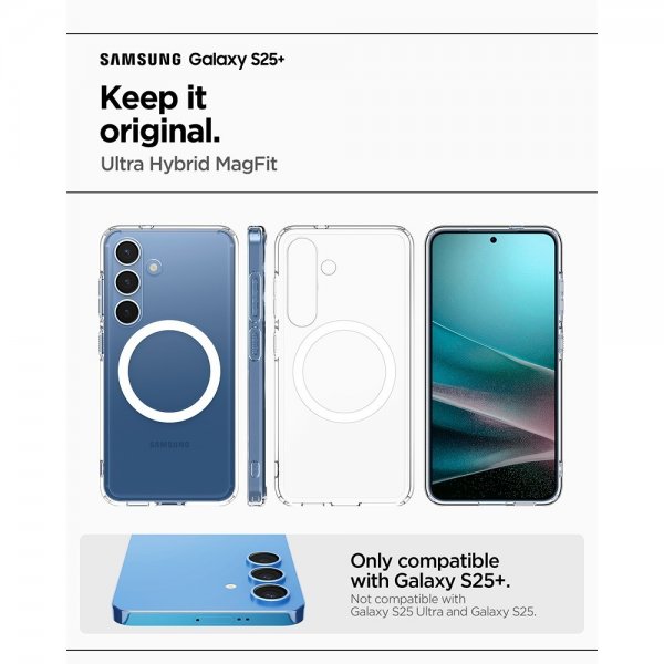 Spigen Samsung Galaxy S25 Plus Ultra Hybrid MagFit kirkas valkoinen kuori