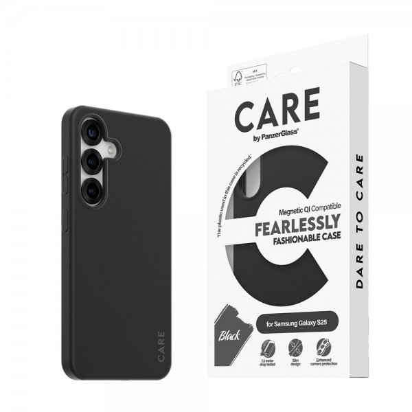 CARE by PanzerGlass Samsung Galaxy S25 -muotisuojakuori MagSafella, musta