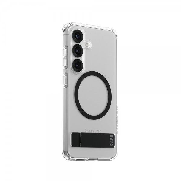 CARE by PanzerGlass Samsung Galaxy S25 -kuori jalustalla MagSafe musta