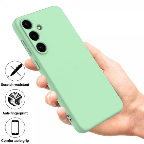 Samsung Galaxy S25 -suojakuori hihnalla, silikonia, vihreä