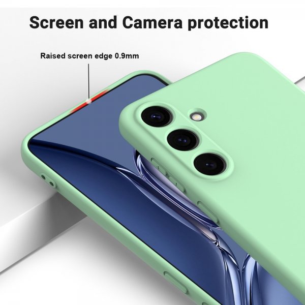 Samsung Galaxy S25 -suojakuori hihnalla, silikonia, vihreä