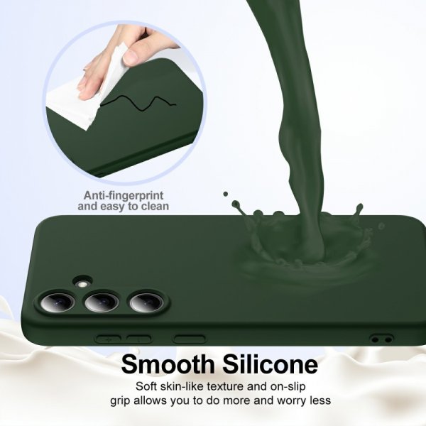 Samsung Galaxy S25 Kuori Strap Silikoni MagSafe Tummanvihreä