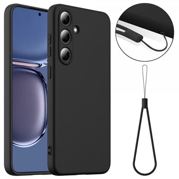 Samsung Galaxy S25 Kuori Hihnalla Silikoni MagSafe Musta