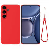 Samsung Galaxy S25 -suojakuori hihnalla, silikonia, punainen