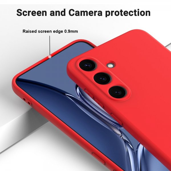 Samsung Galaxy S25 -suojakuori hihnalla, silikonia, punainen