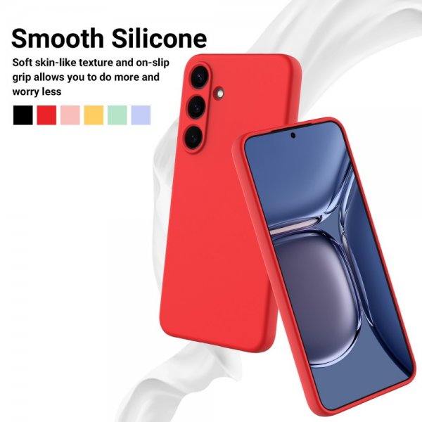 Samsung Galaxy S25 -suojakuori hihnalla, silikonia, punainen