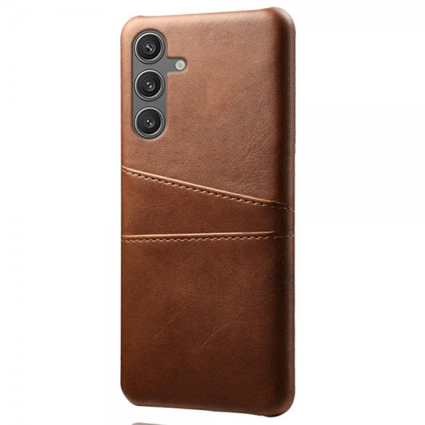 Samsung Galaxy S25 Kuori, jossa kaksi korttipaikkaa, tummanruskea