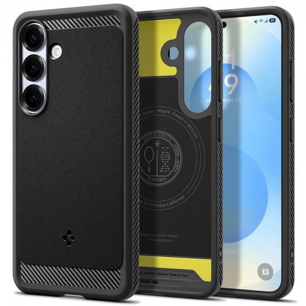 Spigen Samsung Galaxy S25 -suojakuori Rugged Armor MagFit Matte Black