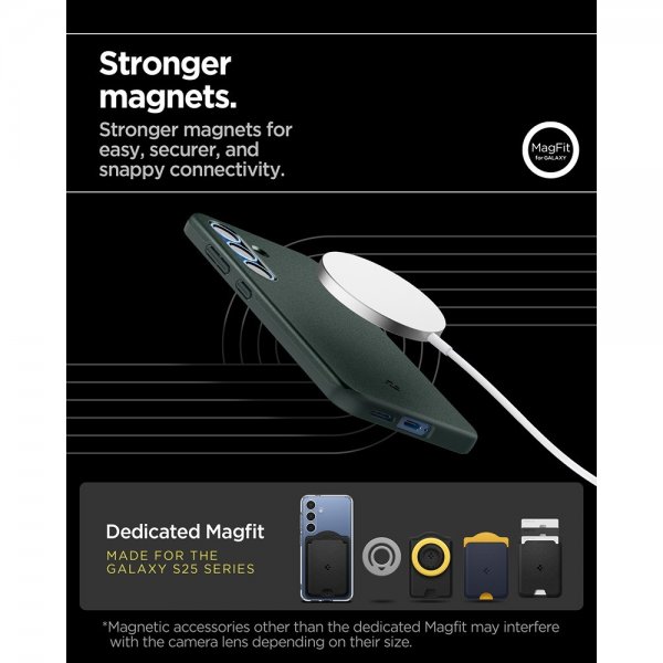 Spigen Samsung Galaxy S25 -kuori Thin Fit MagFit Abyss Green