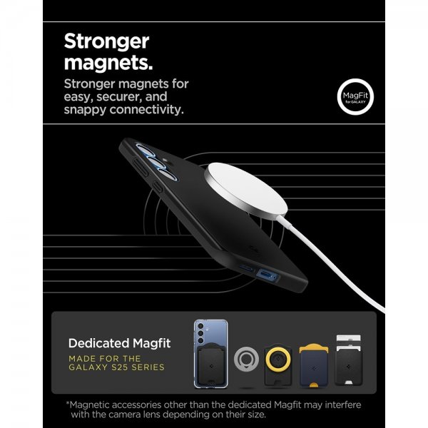 Spigen Samsung Galaxy S25 -kuori, Thin Fit MagFit, musta