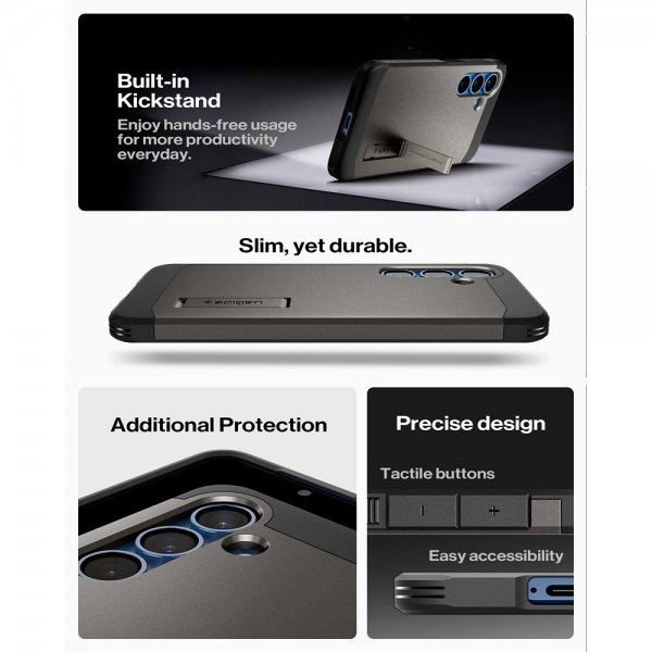 Spigen Samsung Galaxy S25 -suojakuori Tough Armor MagFit Gunmetal